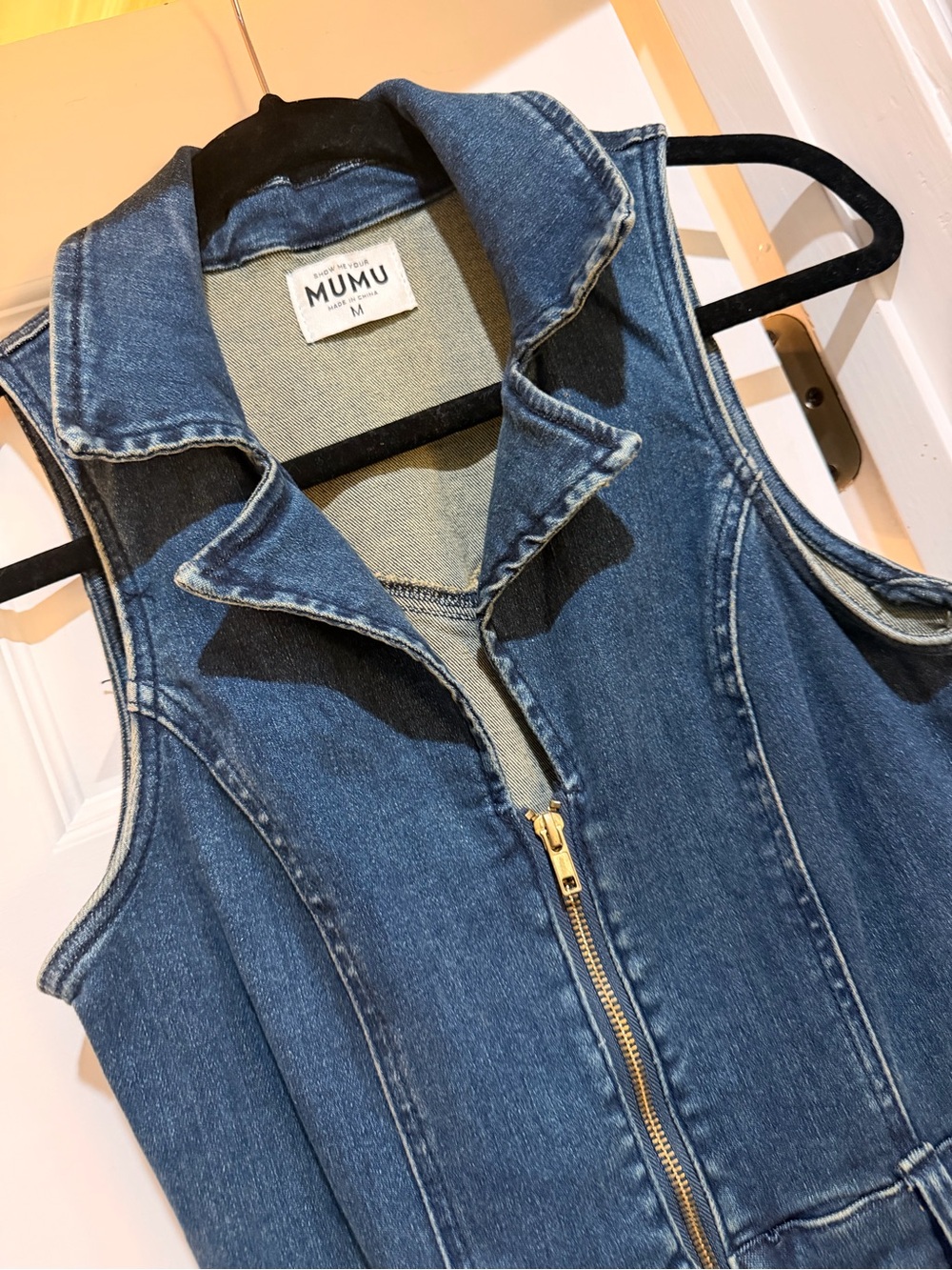 Show Me Your MuMu Blue Denim Zip-Front Jumpsuit